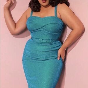 Jawbreaker Blue Glitter Wiggle Dress
